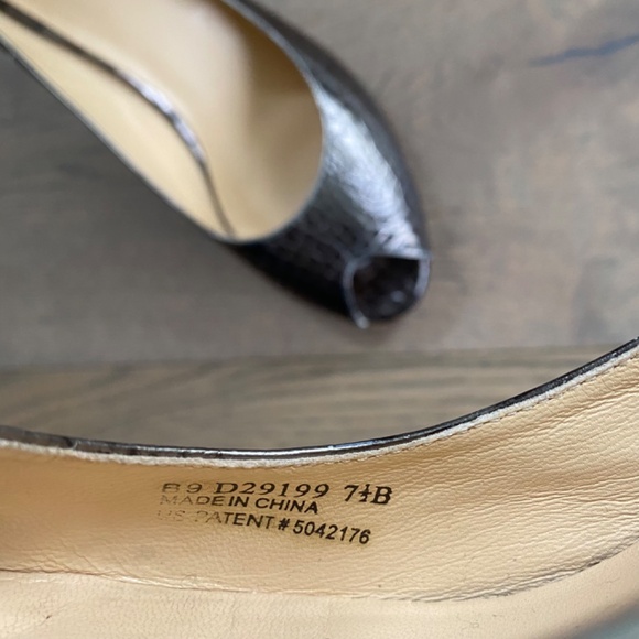 Cole Haan Margo Bronze Croc Peep Toe Heels - Picture 6 of 8